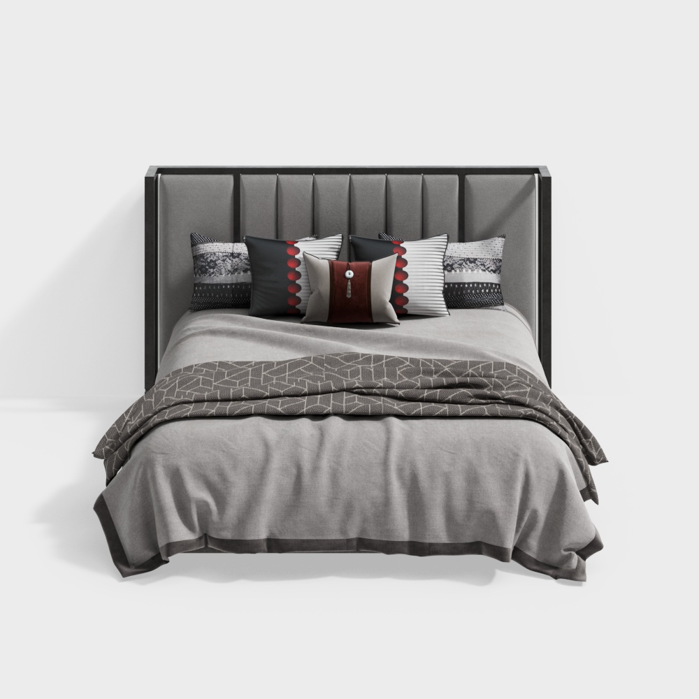 Cama doble de estilo chino moderno