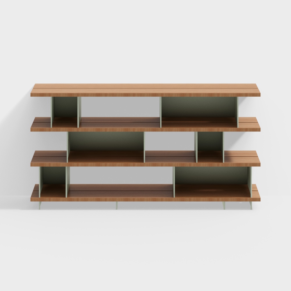 Modern Minimalist 3D Bookshelf – Low-Poly Wood Design