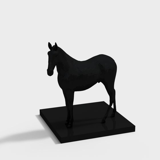 Elegant Low-Poly Black Horse 3D model