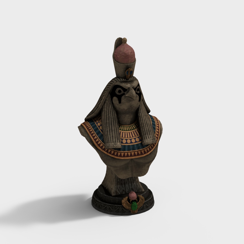 Detailed Egyptian Hawk Head Statue 3D model