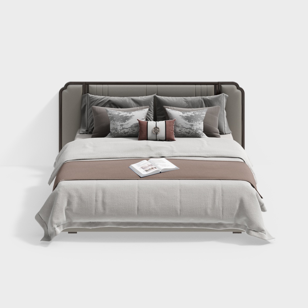 Cama doble de estilo chino moderno
