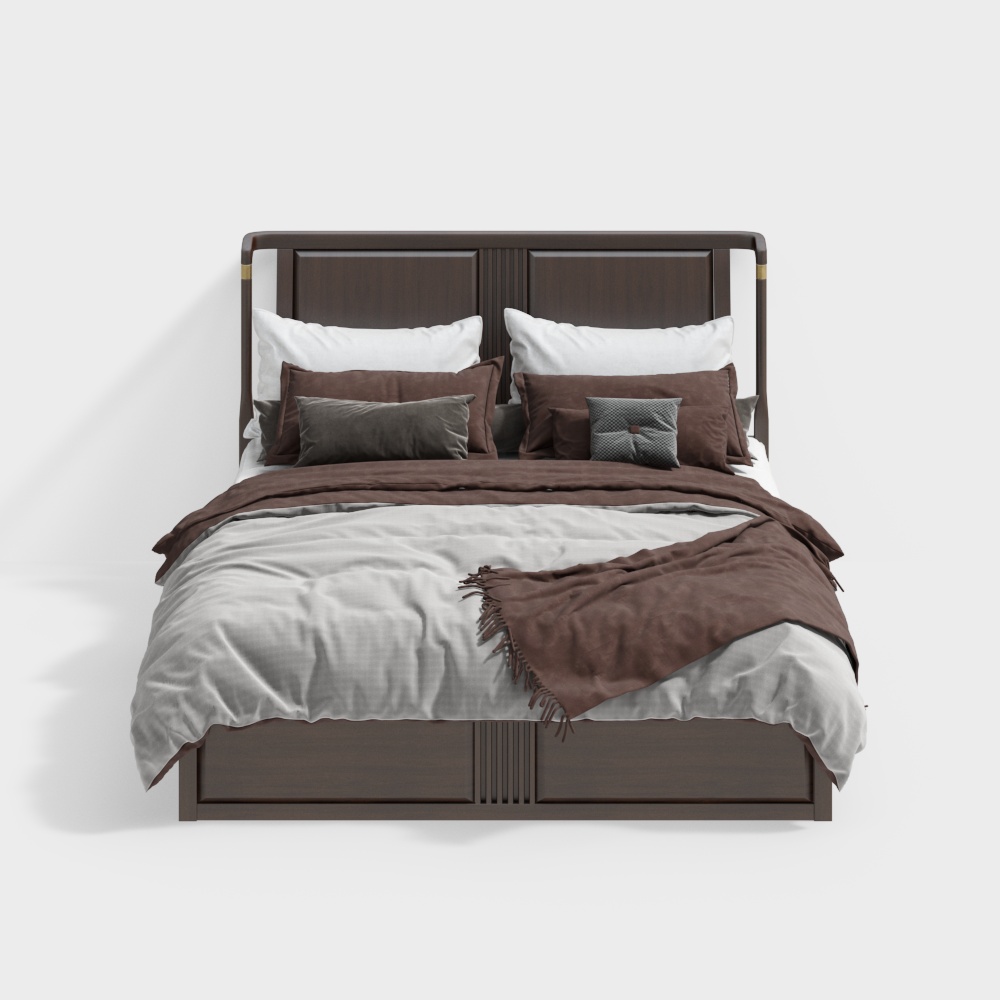 Cama doble de estilo chino moderno