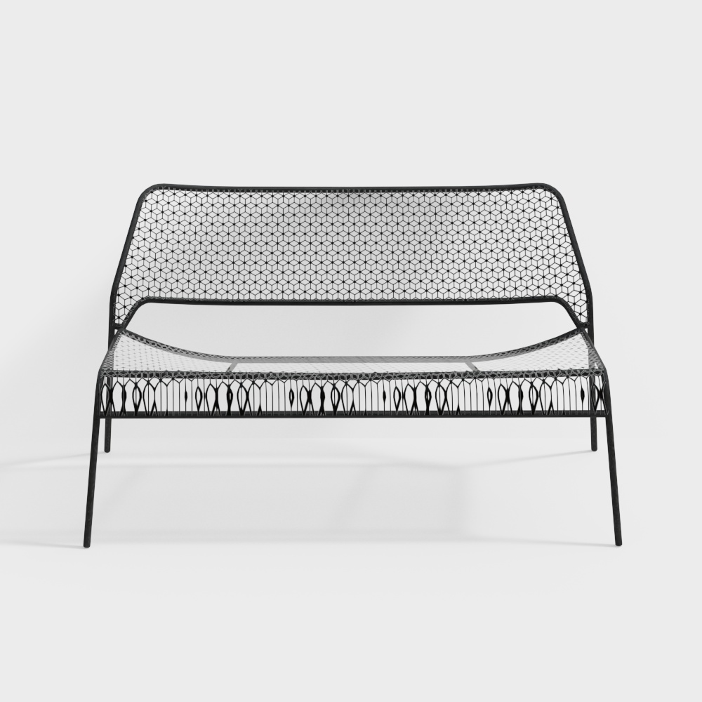 Grid Chair 3D Model – Modern Black Metal Design