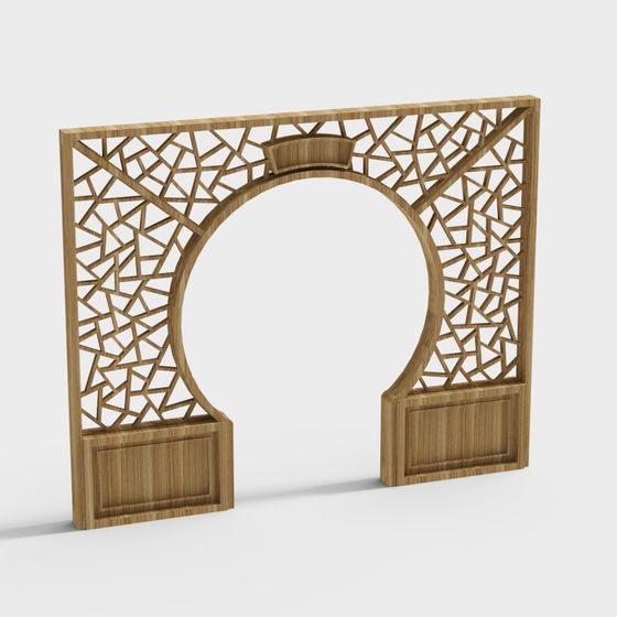 Arched Wooden Gateway 3D Model
