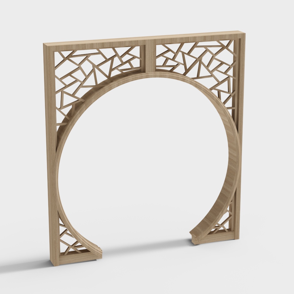 Dreamy Arch Wooden Door 3D model