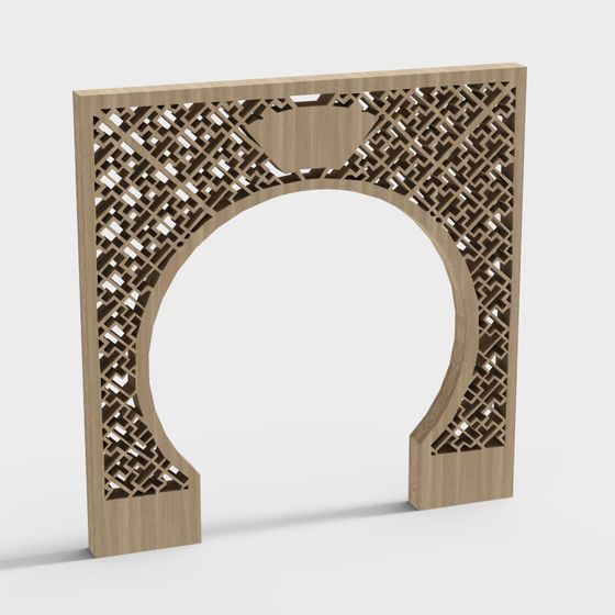 Stylish Oriental Gate 3D Model in Low Polygon Design