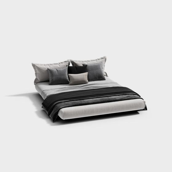 Stylish Minimalist Bed 3D model for Creative Spaces