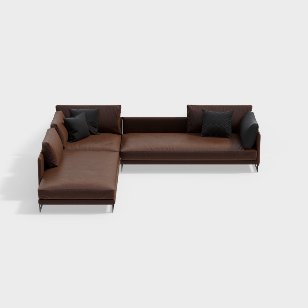 Italian minimalist L-shaped multi-person sofa