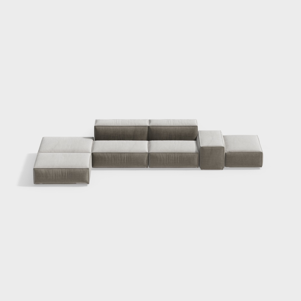 Italian minimalist L-shaped multi-person sofa