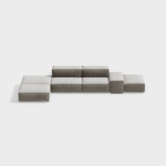 Italian minimalist L-shaped multi-person sofa