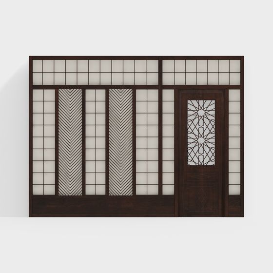 Chic Oriental Style Door 3D Model for Various Projects