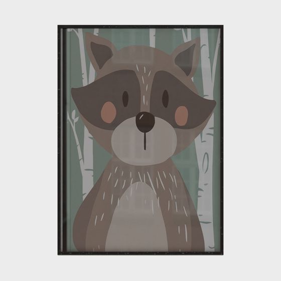 Charming Low-Poly Raccoon 3D Model
