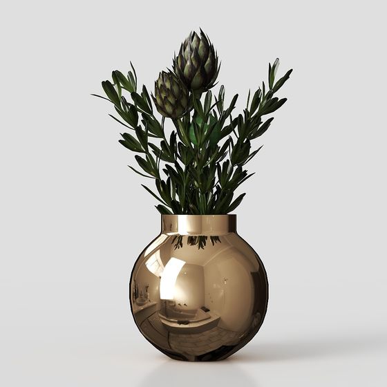 Artistic Green Plant Vase 3D model