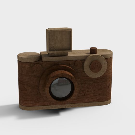 Vintage Wooden Camera 3D model