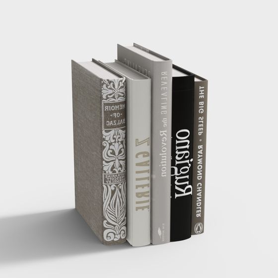 Literary Window 3D Model - Vintage Book Collection