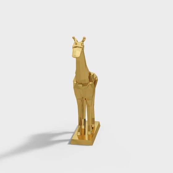Golden Giraffe 3D Model in Low Poly Style