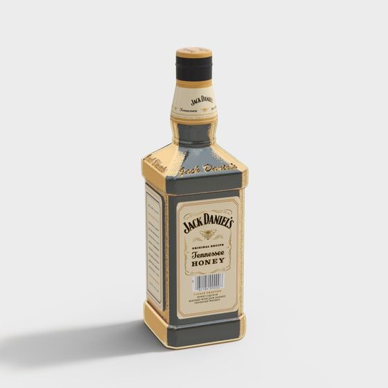 Realistic Jack Daniel's Honey Whiskey Bottle 3D model