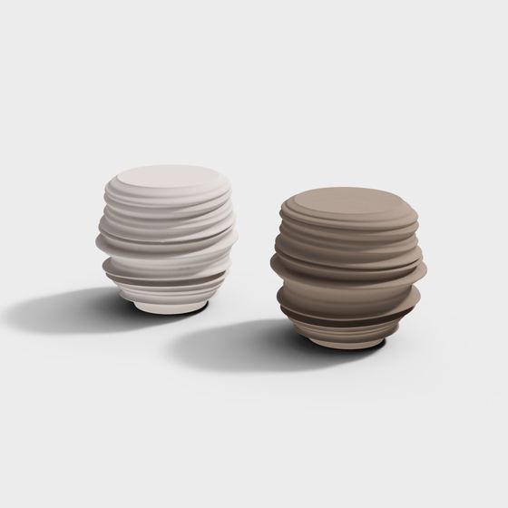 Layered Round Stool 3D Model for Modern Design