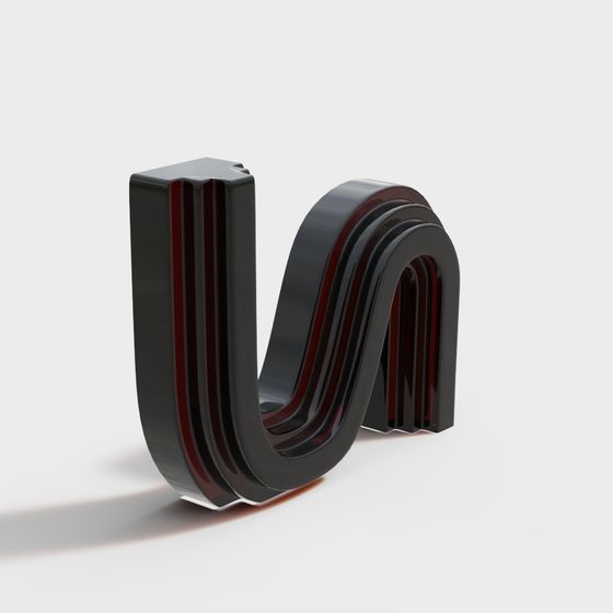 Streamlined U Low Poly 3D Model