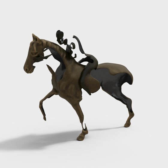Realistic Low-Poly Horse and Rider 3D model