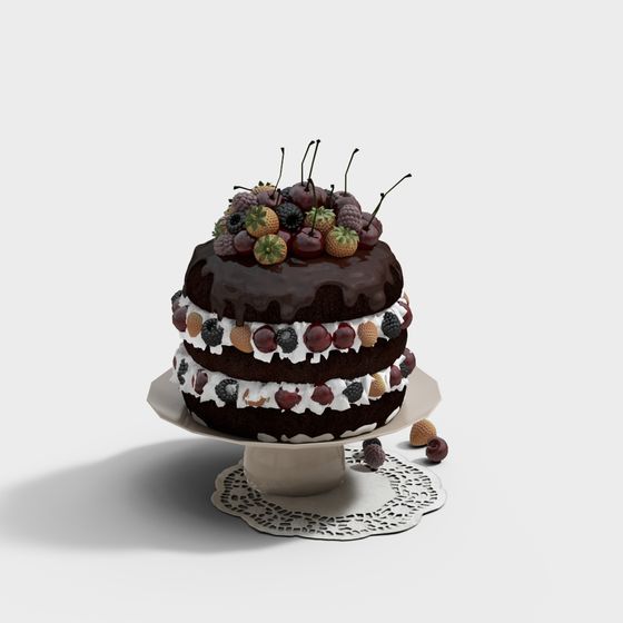 Delicious Chocolate Cake 3D Model for Creative Projects
