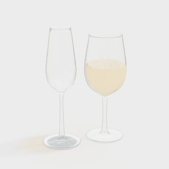 Elegant Low-Poly Wine Glasses 3D model