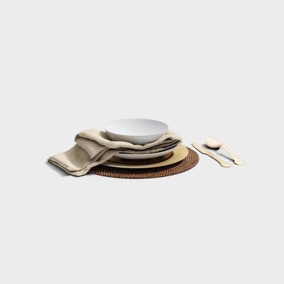 Elegant Minimalist Tableware Set 3D model