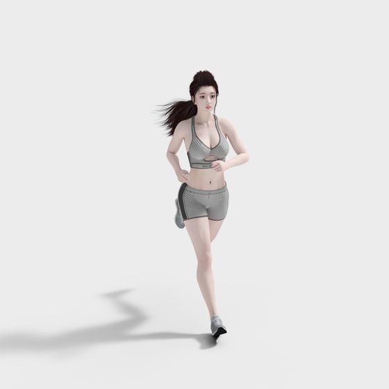 Dynamic Running Girl 3D Model