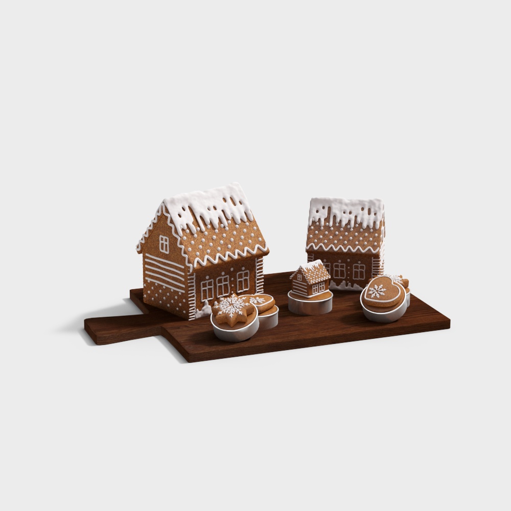 Charming Winter Cottage 3D Model – Low-Poly Snowy Cabin