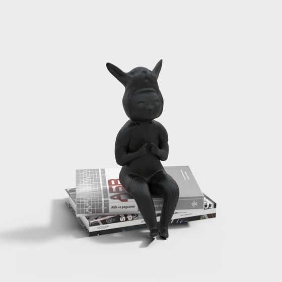 Charming Low-Poly Bunny on Desk 3D model