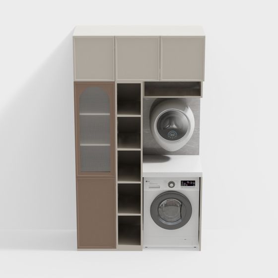 Minimalist Laundry Cabinet 3D model for Modern Homes