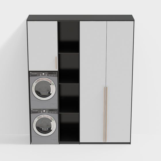 Stylish Minimalist Laundry Cabinet 3D model
