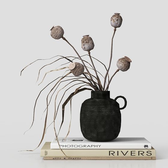Green Plants Ornaments 3D Model in Neoclassic Style