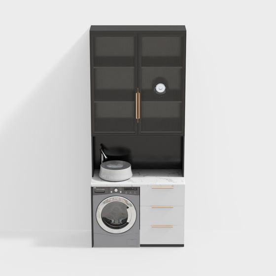 Stylish Laundry Cabinet 3D model for Contemporary Spaces