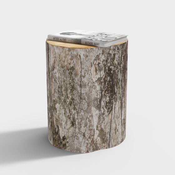 Rustic Tree Stump Stool 3D model for Creative Spaces