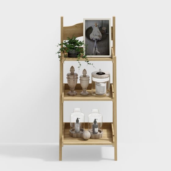 Minimalist Wooden Bookshelf 3D model