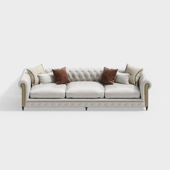 Contemporary American Multi-Person Sofa in Beige 3D Model