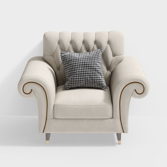 Chic Low-Poly Single Sofa 3D model for Interiors