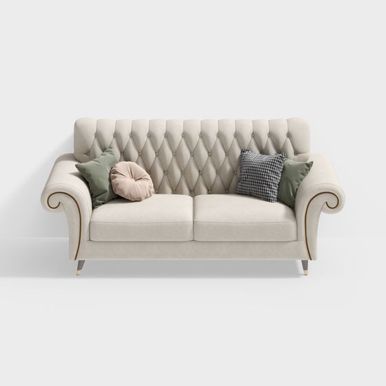 Elegant Chesterfield Sofa 3D model