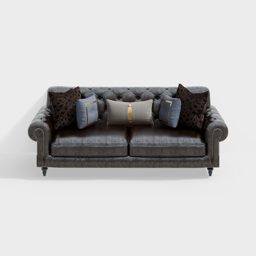 Elegant Victorian Inspired Sofa 3D Model – Classic Upholstery