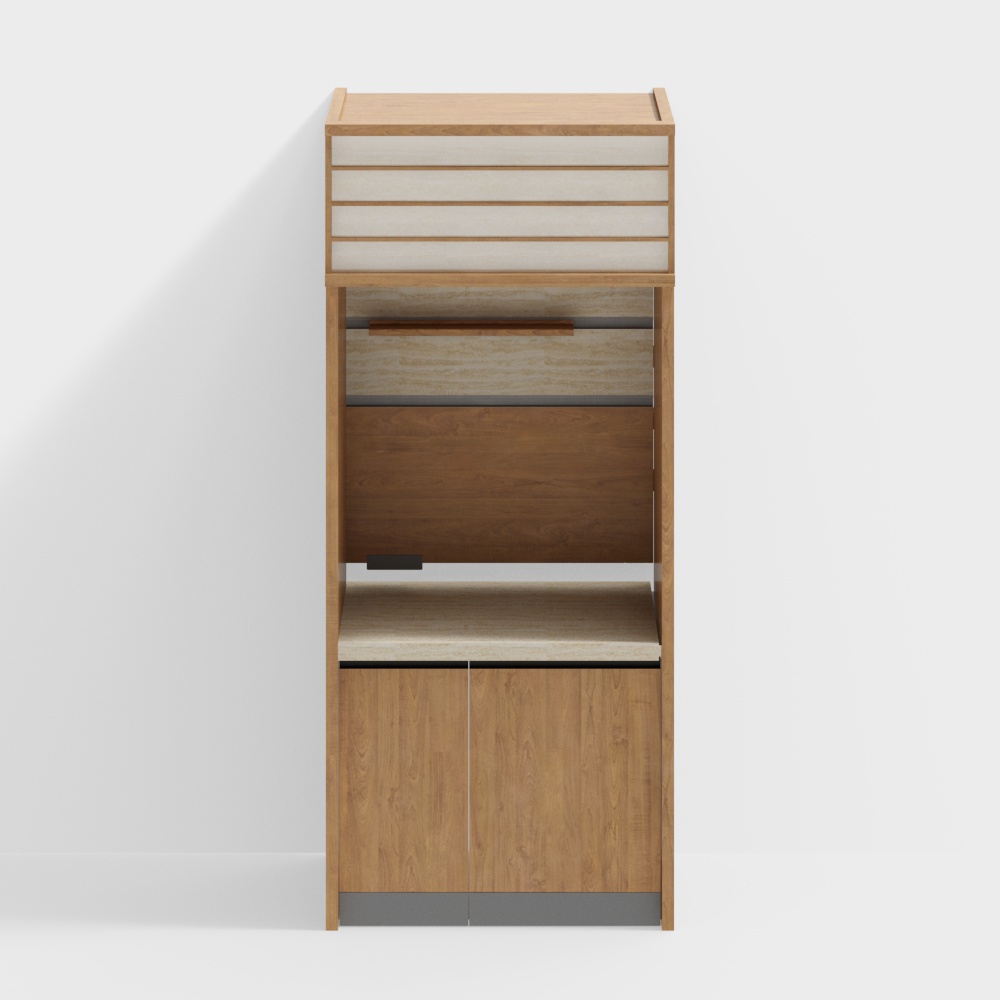 Van Ya Furniture -ROME Side Cabinet - Type A - Transparent Panel -2650(height)- Cherry wood