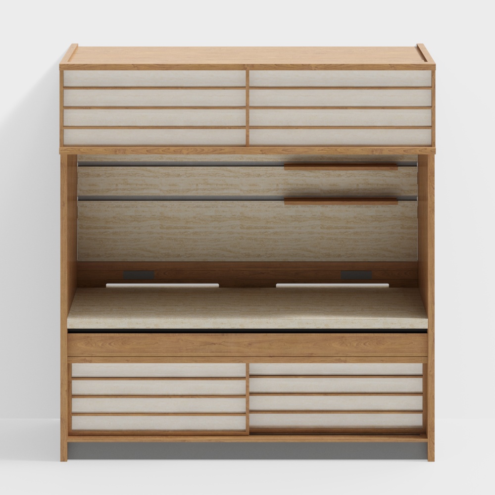 Van House Furniture -ROME Side Cabinet - Model C - Transparent Panel -2350(height)- Cherry wood