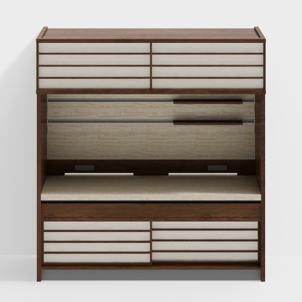 Van House Furniture -ROME Side Cabinet - Type C - Transparent Panel -2350(height)- Black Walnut