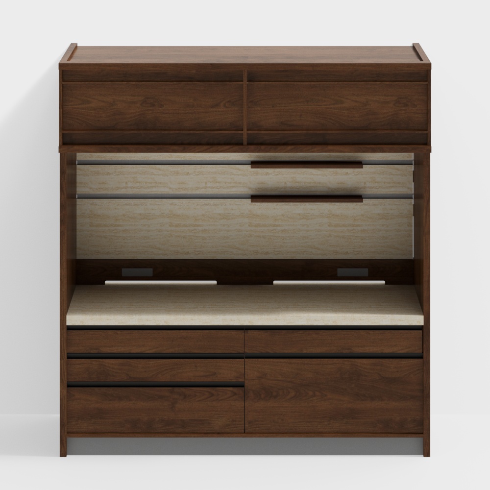 Furniture -ROME Side Cabinet - Type B - Solid wood panel -2350(height)- Black Walnut