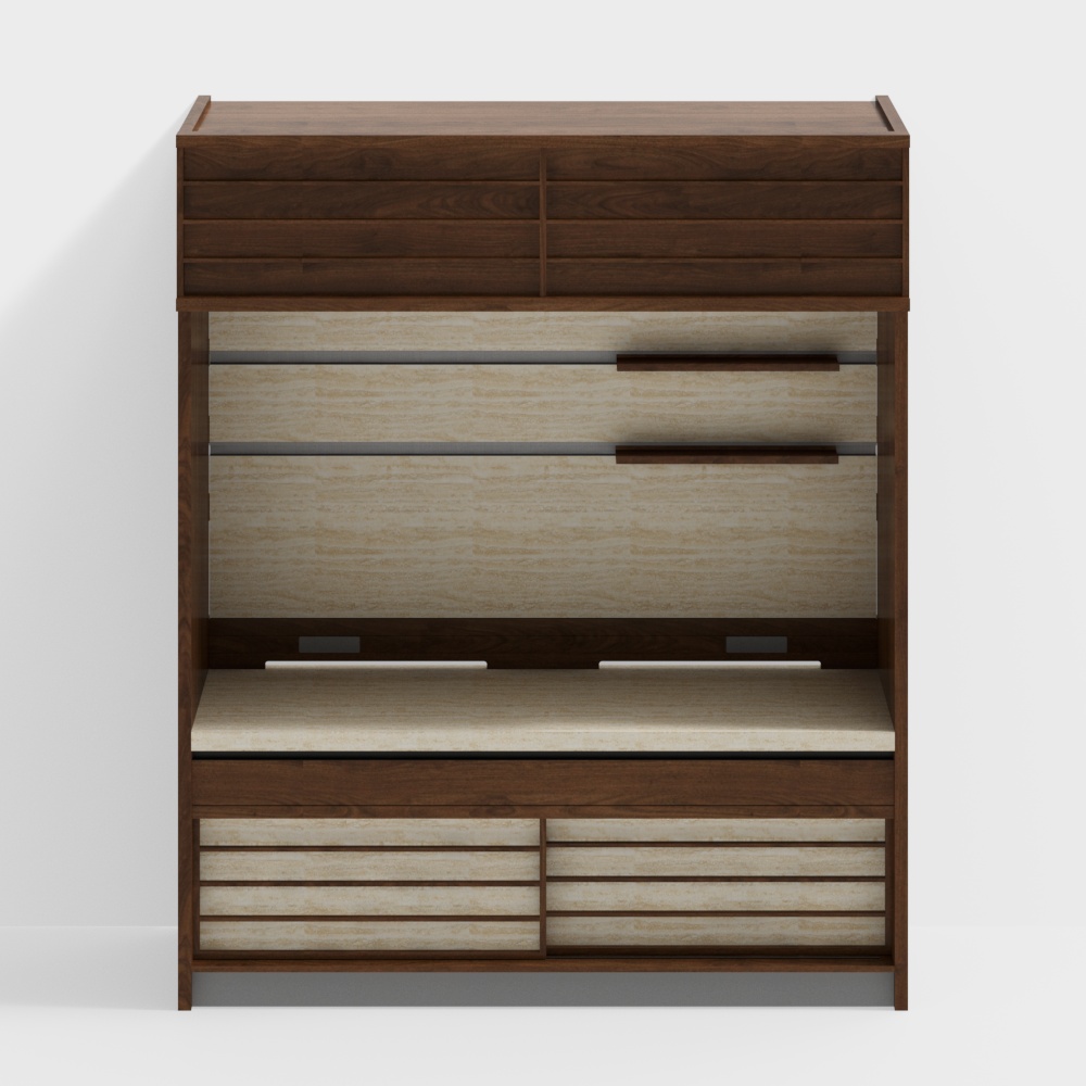 Furniture -ROME Side Cabinet - Type C - Solid wood panel -2650(height)- Black Walnut