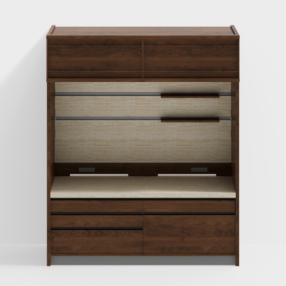 Furniture -ROME Side Cabinet - Type B - Solid wood panel -2650(height)- Black Walnut