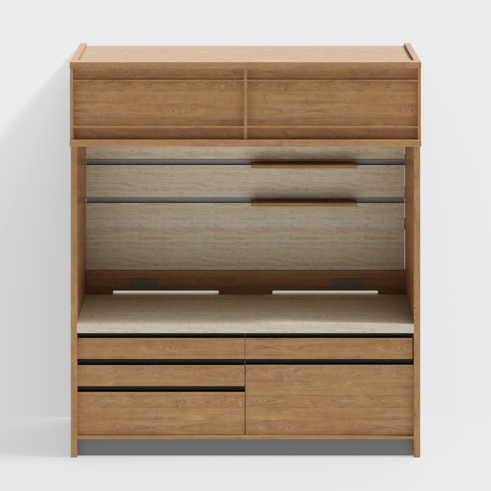 Furniture -ROME Side Cabinet - Type B - Solid wood decorative panel -2500(height)- Cherry wood