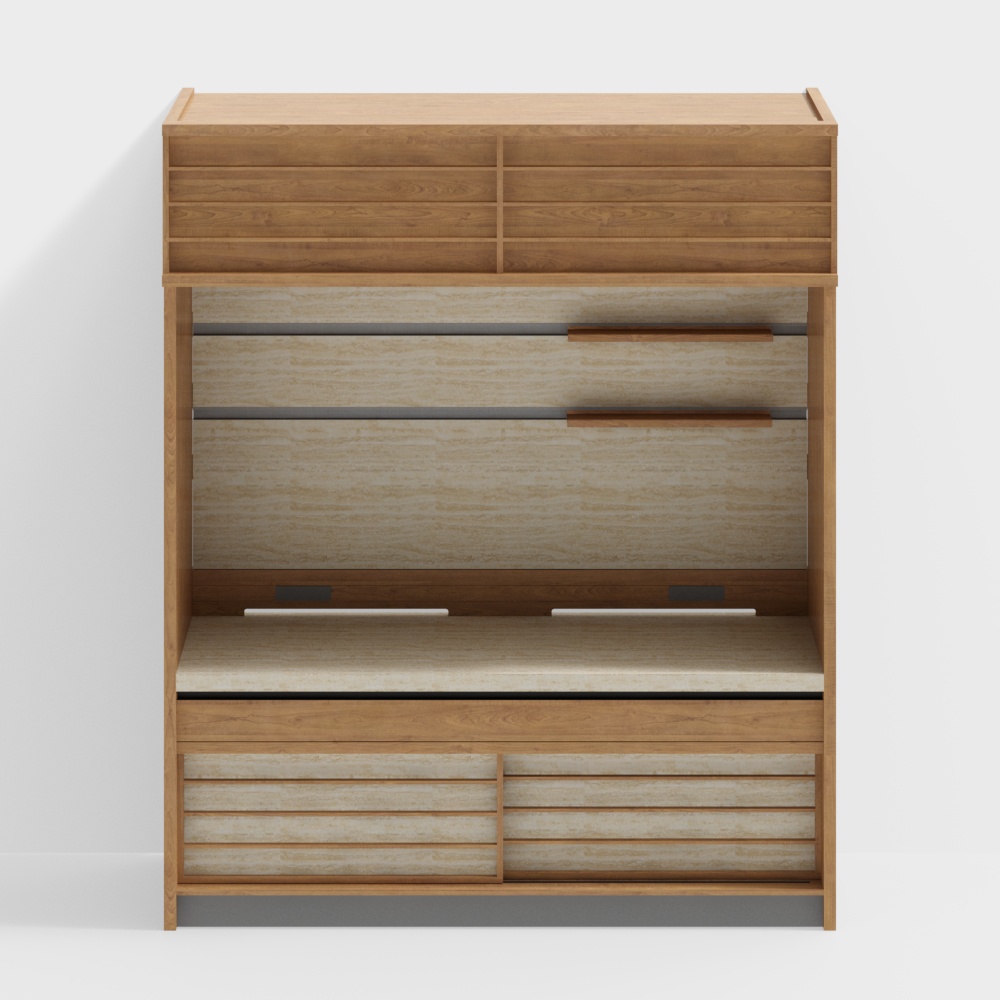 Van House Furniture -ROME Side Cabinet - Type C - Solid wood decorative panel -2650(height)- Cherry wood