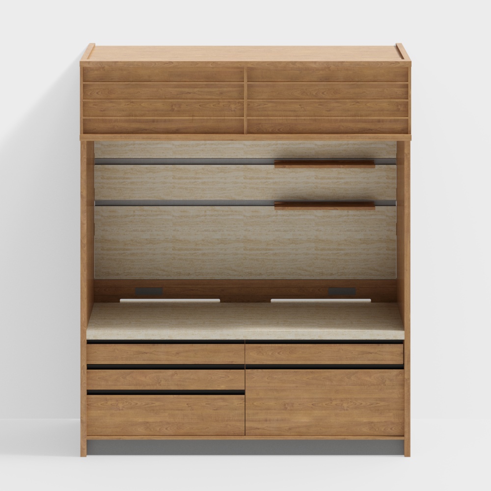 Furniture -ROME Side Cabinet - Type B - Solid wood panel -2650(height)- Cherry wood