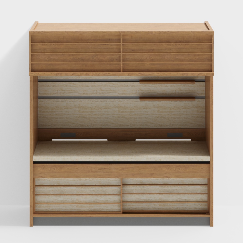 Van House Furniture -ROME Side Cabinet - Type C - Solid wood decorative panel -2350(height)- Cherry wood